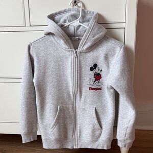Disney Disneyland Light Gray Mickey Mouse Zip-Up Hoodie Sweatshirt
